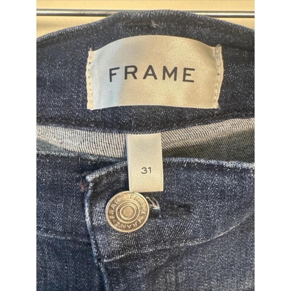 Frame Jeans Le Slim Palazzo Wide Leg High-Rise Sz 31 Dark Wash Guilty Slimming - Picture 3 of 9